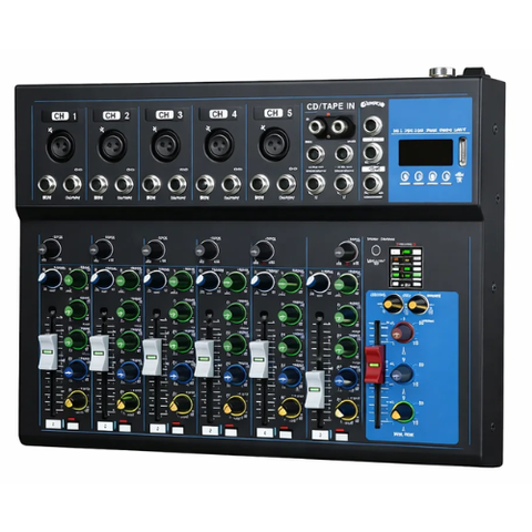 7 Channel bluetooth Live Studio Stereo Audio Mixer Sound Mixing DJ USB Console