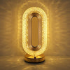 Crystal Table Lamp - Oval Rechargeable Night Light with USB Port