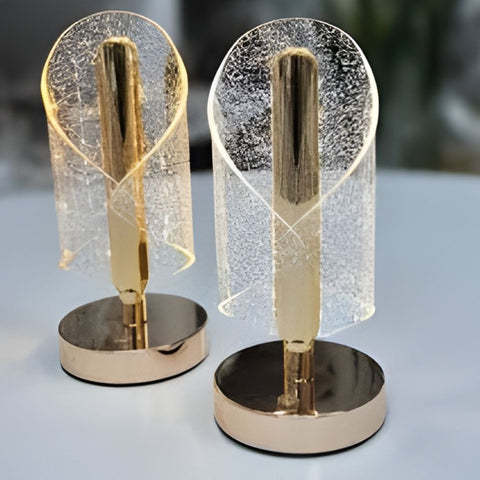Crystal Wave Decorative Table Lamp with Gold Base