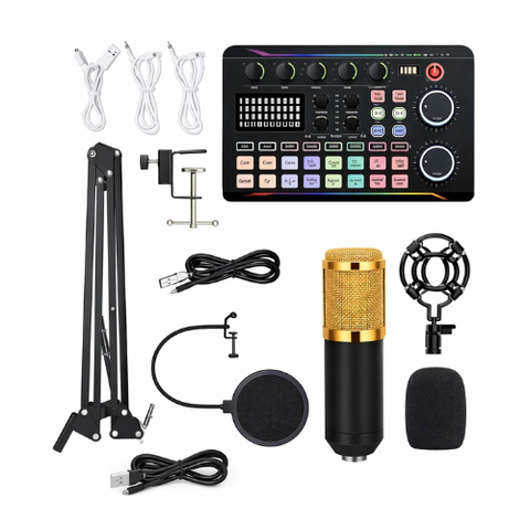 Live Sound Card, Mini Sound Mixer Board with 16 Effects and Voice Changer, Noise Reduction Bluetooth Live Sound Card Audio Mixer for Live Streaming, Podcast(Black,190 * 118 * 28mm)