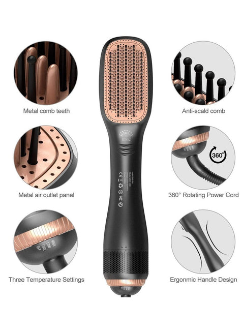3-in-1 One Step Hair Dryer & Straightener Brush with Ionic Technology