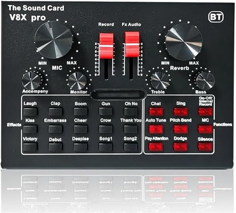 V8S USB Audio Mixer Sound Card with Bluetooth – Live Streaming & Recording Interface