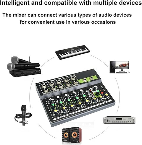 Professional 10-Channel Audio Mixer with USB, Bluetooth & 48V Phantom Power