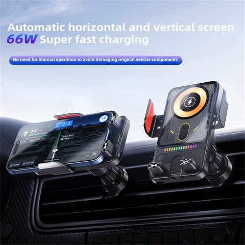 15W Magnetic Wireless Charging Car Phone Holder with 360° Rotation – SD19 Fast Charging Air Vent Mount (Black)