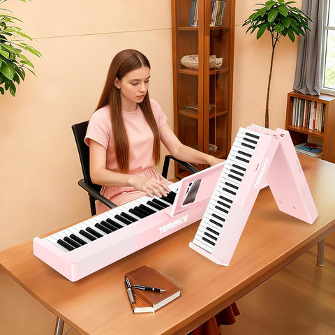 Portable Piano Keyboard 88 Key Upgraded Foldable Piano Keyboard 88 Key Full Size Semi Weighted Keyboard Support MIDI Bluetooth Foldable Keyboard Piano With Sustain Pedal Piano Bag Gift For Beginner