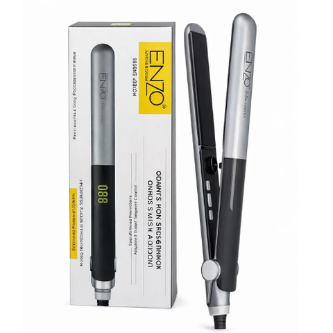 ENZO Professional Ceramic Hair Straightener – Fast Heating Ionic Flat Iron with Digital Temperature Control