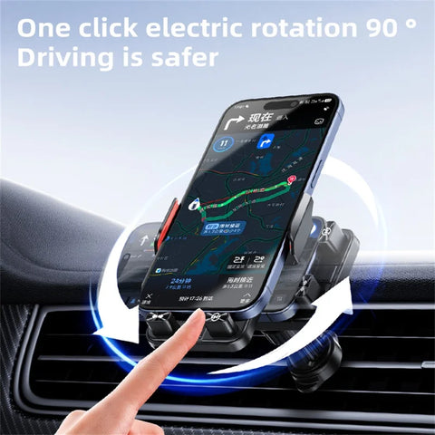 15W Magnetic Wireless Charging Car Phone Holder with 360° Rotation – SD19 Fast Charging Air Vent Mount (Black)