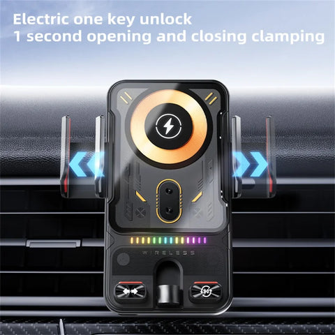 15W Magnetic Wireless Charging Car Phone Holder with 360° Rotation – SD19 Fast Charging Air Vent Mount (Black)
