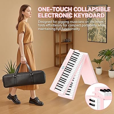 Portable Piano Keyboard 88 Key Upgraded Foldable Piano Keyboard 88 Key Full Size Semi Weighted Keyboard Support MIDI Bluetooth Foldable Keyboard Piano With Sustain Pedal Piano Bag Gift For Beginner