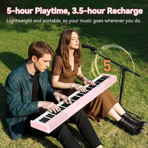 Portable Piano Keyboard 88 Key Upgraded Foldable Piano Keyboard 88 Key Full Size Semi Weighted Keyboard Support MIDI Bluetooth Foldable Keyboard Piano With Sustain Pedal Piano Bag Gift For Beginner