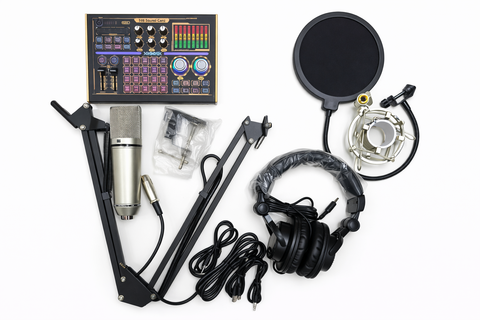 Professional V8S Live Streaming Podcast Microphone & Audio Mixer Kit