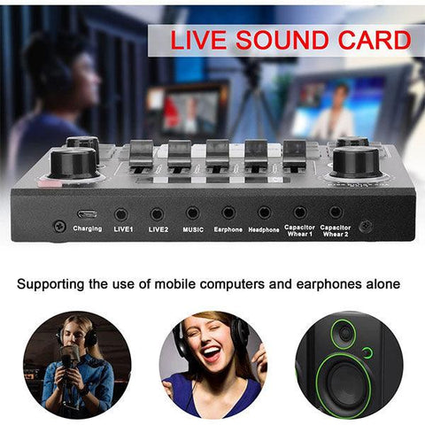Multifunctional Live V9 Broadcasting Condenser Microphone Set-M8B7