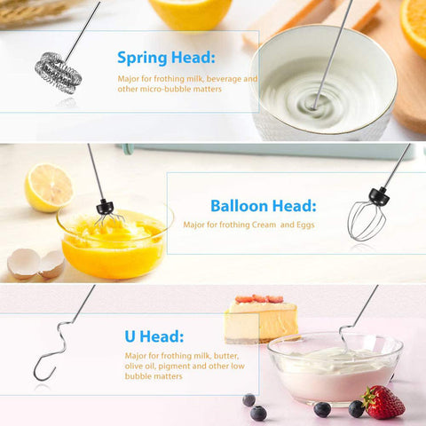 3-Speed Rechargeable Stainless Steel Milk Frother – Portable Handheld Electric Whisk
