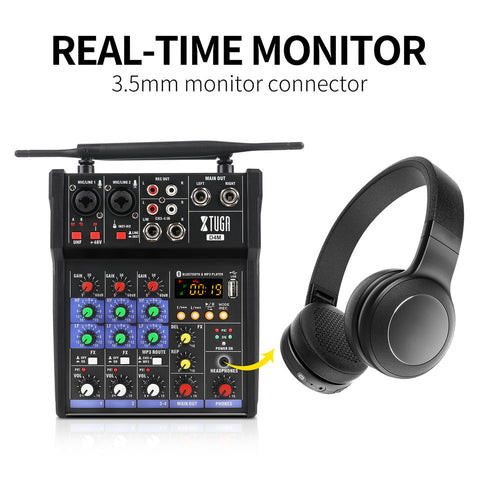 Professional Portable UHF Dual Channel Wireless Microphone & Digital Audio Mixer with Reverb
