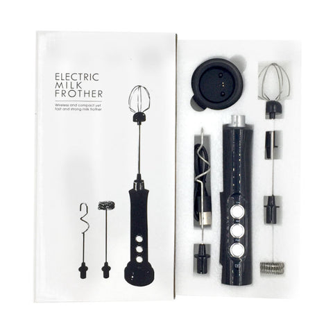 3-Speed Rechargeable Stainless Steel Milk Frother – Portable Handheld Electric Whisk