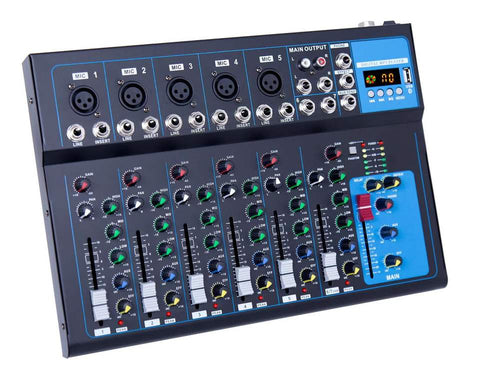 4 Channel Professional Audio Mixer with Bluetooth & 48V Phantom Power