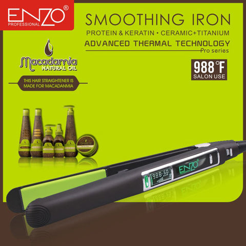 Enzo LED Hair Straightener – Intelligent Temperature Control Ceramic Titanium Flat Iron