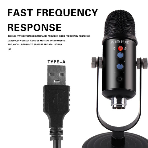 AIRIDE K-7 Professional Podcast Microphone with Noise Reduction & 360° Rotation