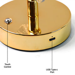 Feather Shape Crystal LED Table Lamp with USB Charging