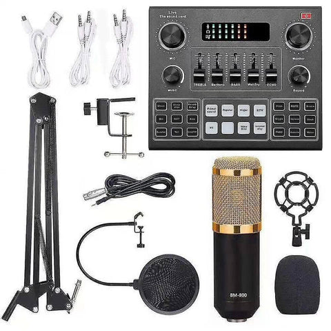 Multifunctional Live V9 Broadcasting Condenser Microphone Set-M8B7