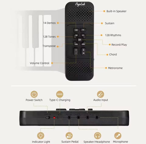 Portable Piano Keyboard 88 Key Upgraded Foldable Piano Keyboard 88 Key Full Size Semi Weighted Keyboard Support MIDI Bluetooth Foldable Keyboard Piano With Sustain Pedal Piano Bag Gift For Beginner