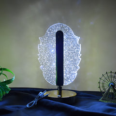 Feather Shape Crystal LED Table Lamp with USB Charging