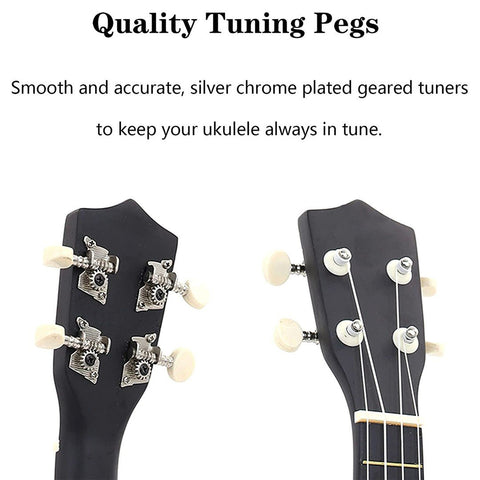 21-Inch Basswood Acoustic Ukulele – Black Mini Guitar for Beginners