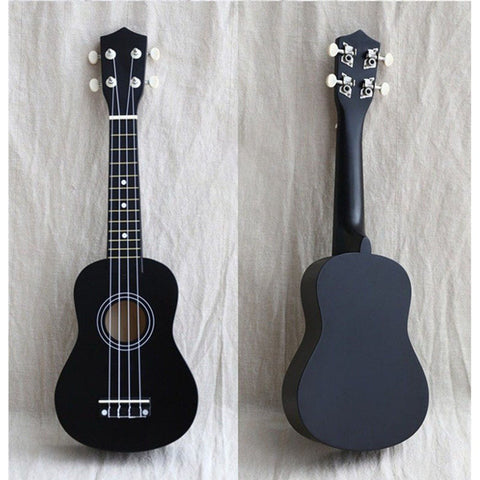 21-Inch Basswood Acoustic Ukulele – Black Mini Guitar for Beginners